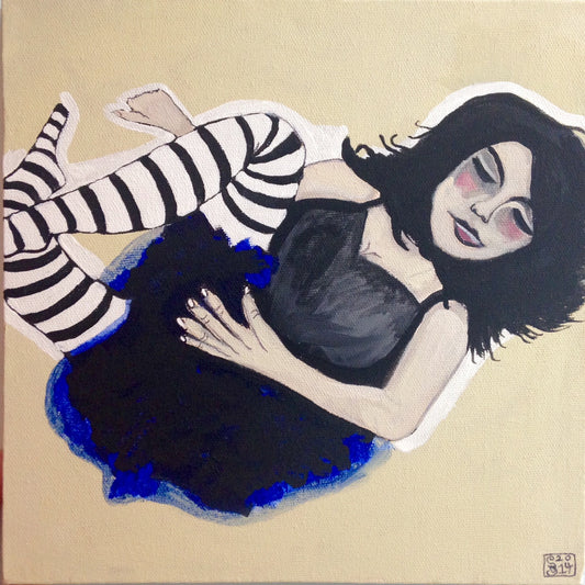 Day 11- Girl in striped stockings- Tribute to Egon Schiele