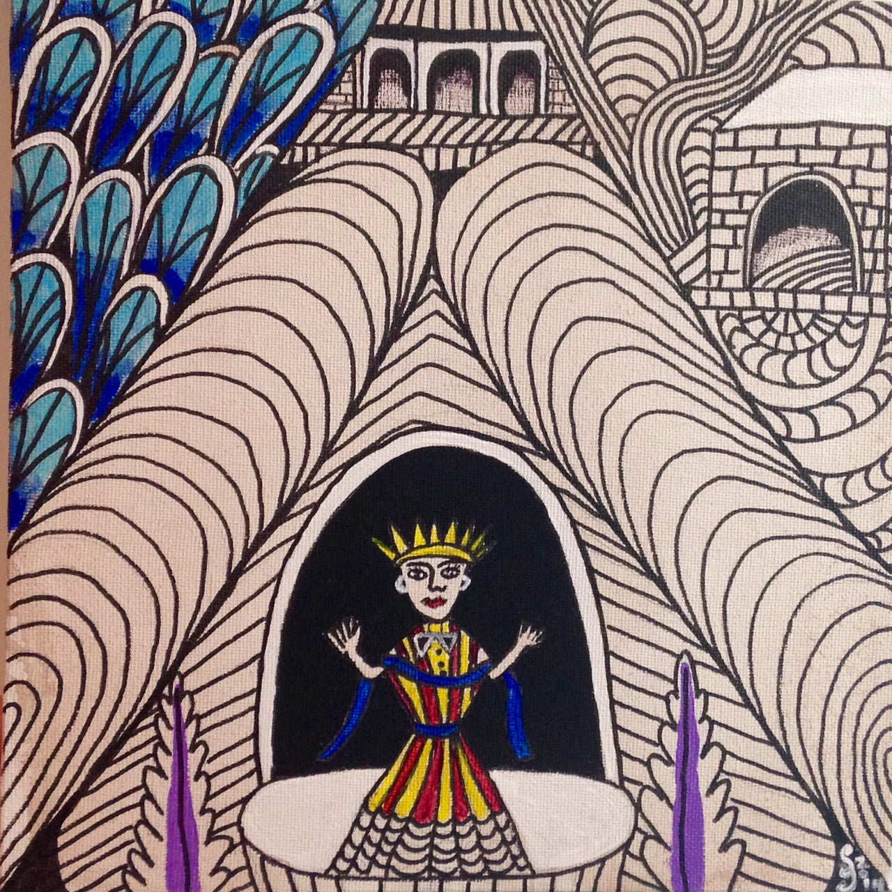 Day 33- Untitled (Madonna in Tunnel)- Tribute to Martin Ramirez (Reserved for Kristen Cato)