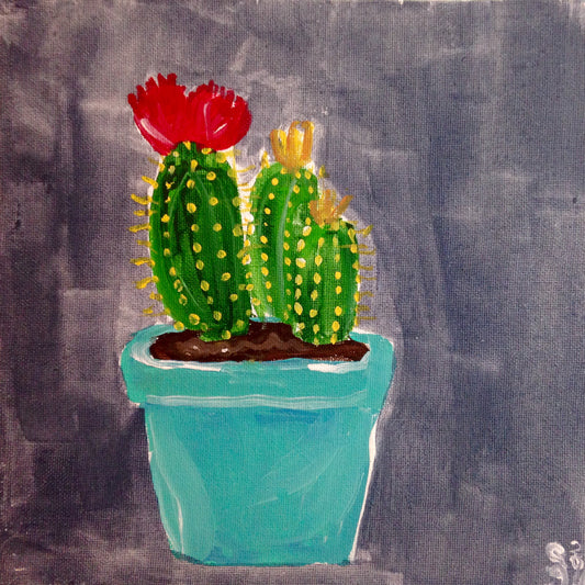 Day 198- Little Cacti- Tribute to the Mouth Painters & Foot Painting Artists of the USA (Reserved for Carrie Moritz-Clancy)