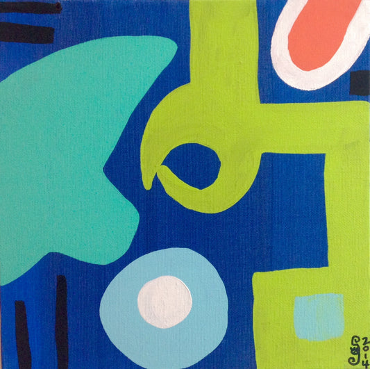 Day 128- Different Blues, Lime, Orange, Black and White- Tribute to Patrick Heron