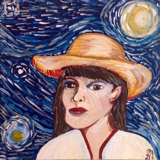 Day 284- Self-Portrait with Straw Hat- Tribute to Vincent Van Gogh