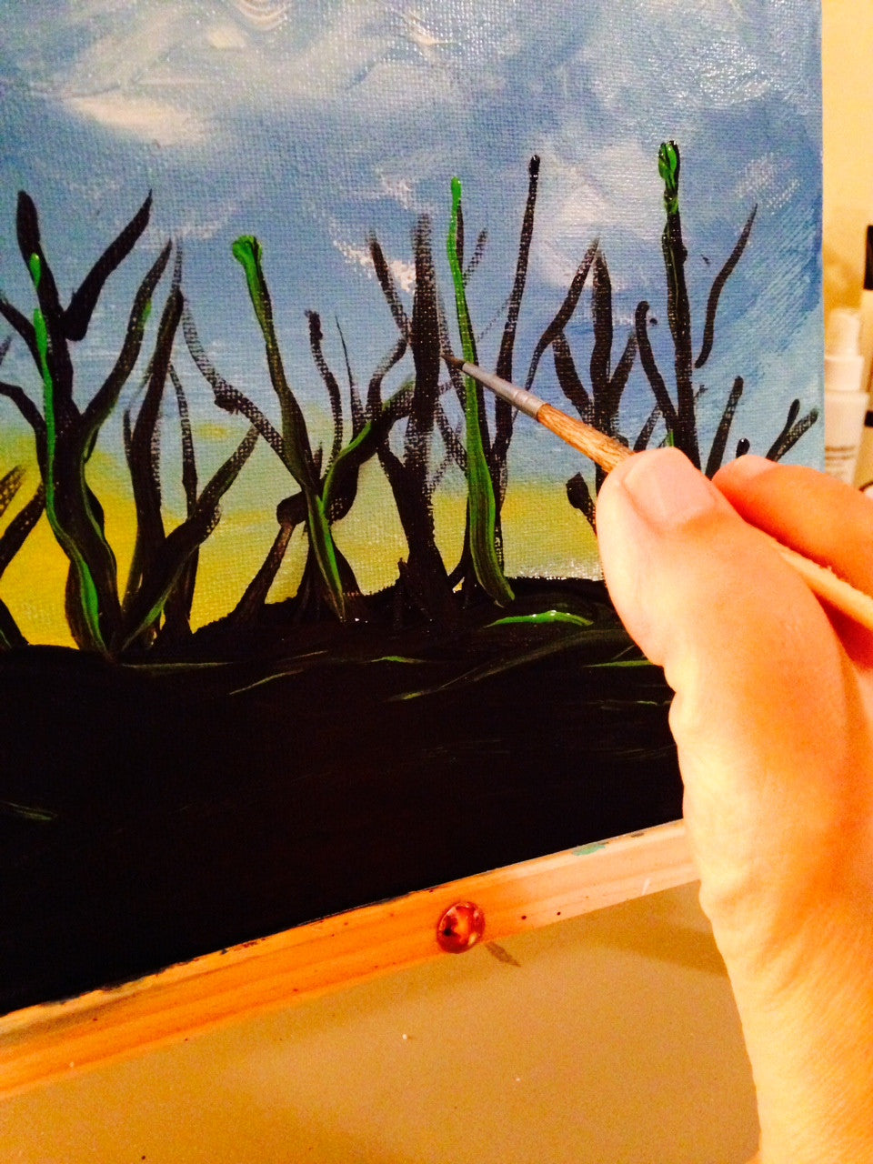 Day 199- Trees During Sunset- Tribute to the Mouth and Foot Painting Artists