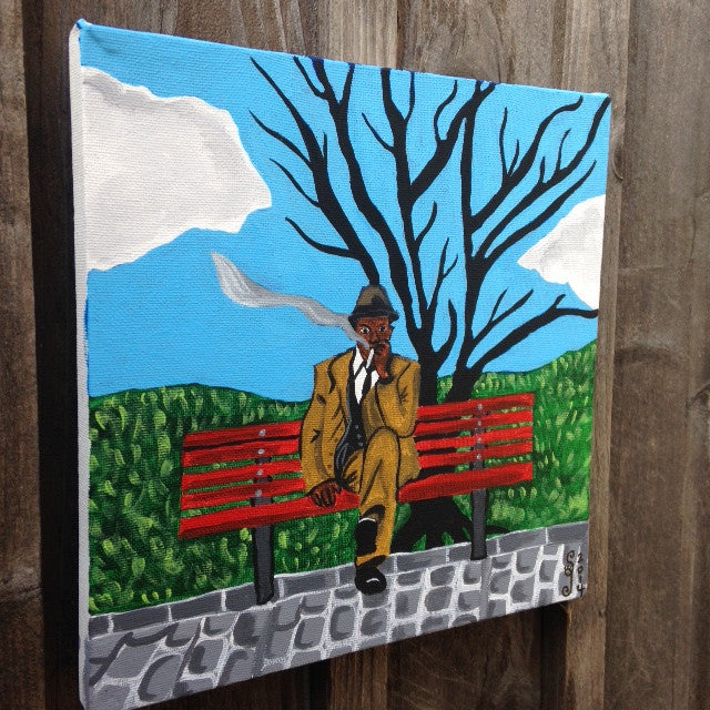 Day 24- Man on Bench Smoking- Tribute to Horace Pippin